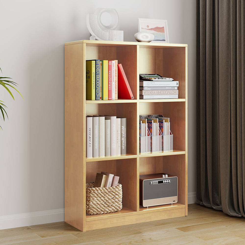 【AOTTO】簡約實木三層六格落地收納置物櫃/書櫃-80公分(WD-039), , large