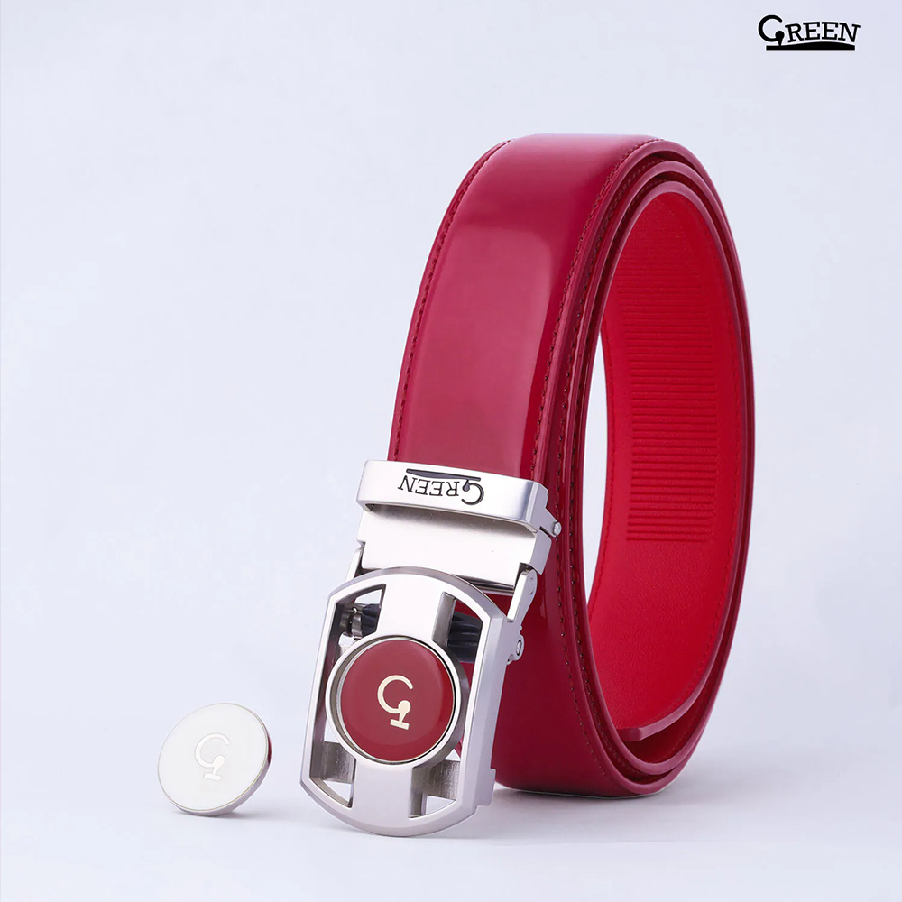 Green Golf Belt PU Glossy Red