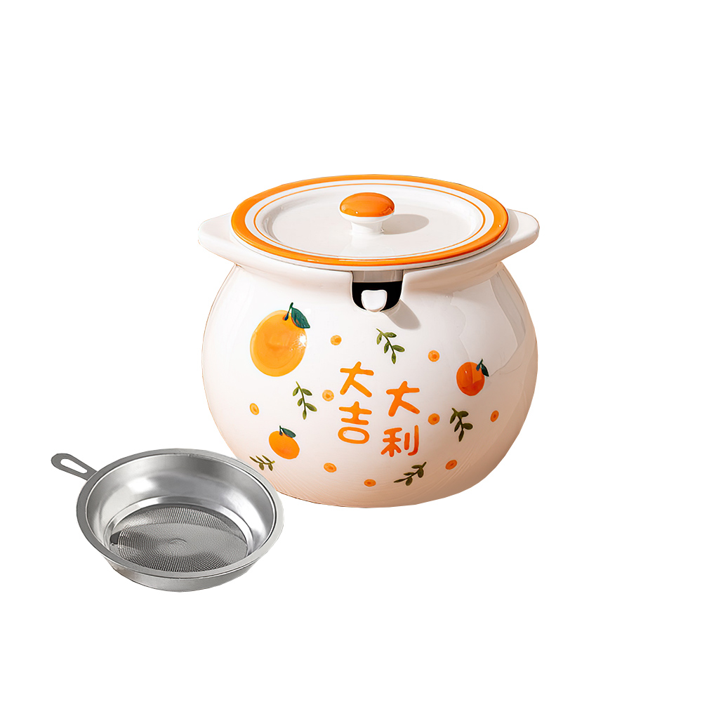 【上手家居】陶瓷豬油罐1400ml-大吉大利(廚房好物/儲油罐/陶瓷罐/料理用具), , large