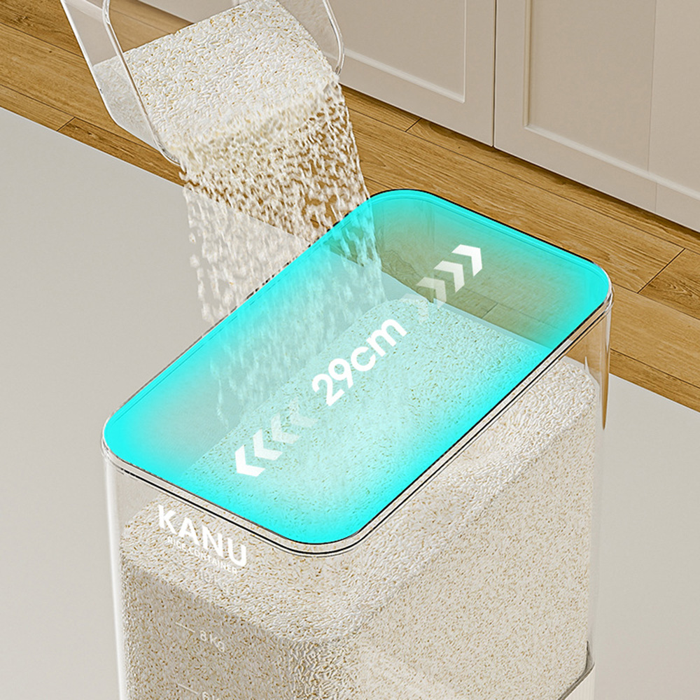 【CITY STAR】Muji-style insect-proof box with press-button lid, 10L rice storage container, , large