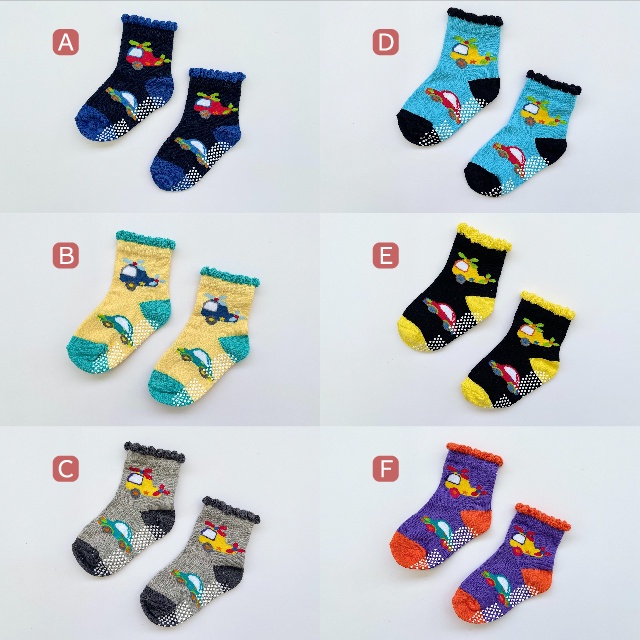 [Kaimei Cotton Industry] Nine pairs of random pairs of excellent MIT made in Taiwan pure cotton non-slip children's socks (toddler version 1-3 years old)-Shuai Shuai Helicopter Style 9-13cm, , large