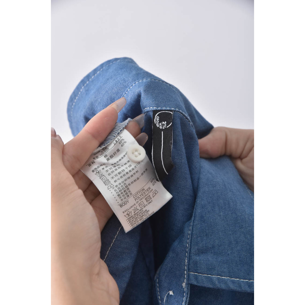 (L) 2 wip group丹寧牛仔棉質口袋藍色洋裝二手衣, , large