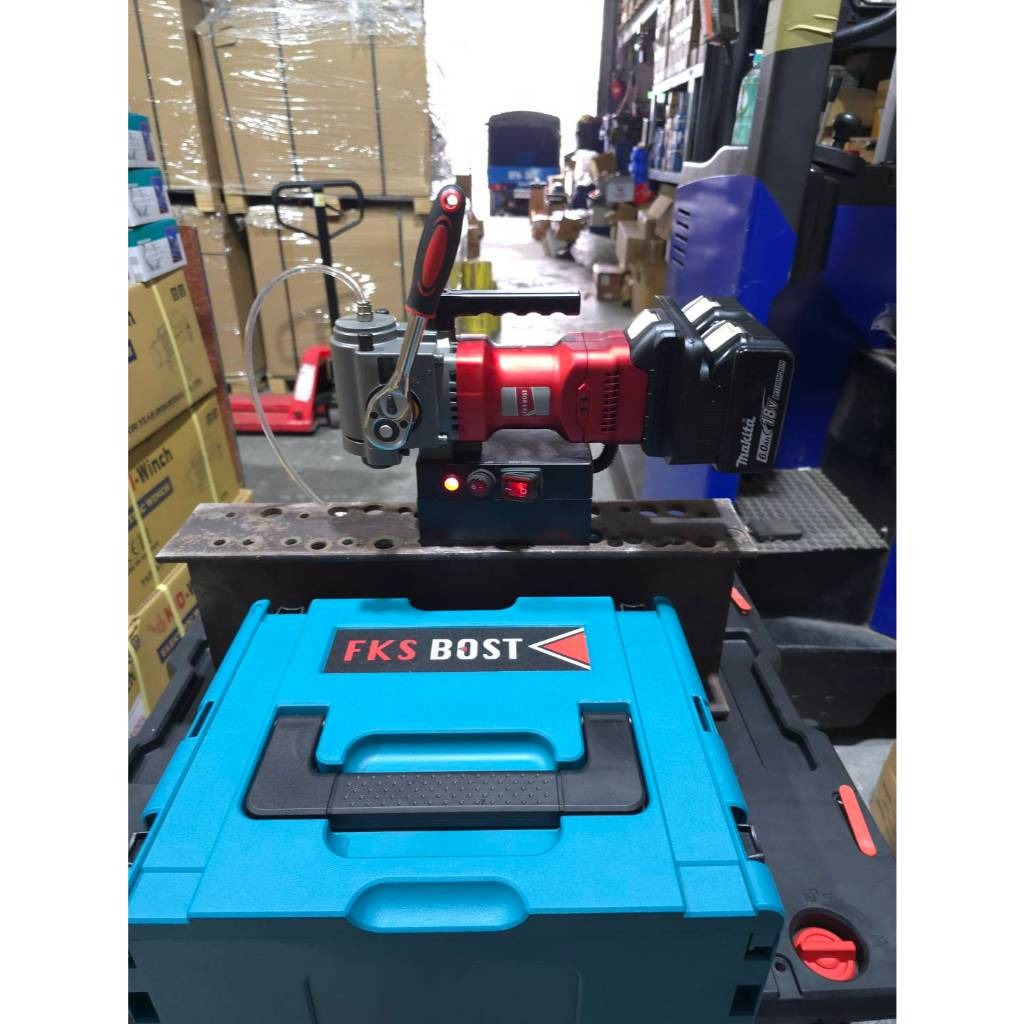 WIN五金 FKS BOST <FKS-1835+4.0電池組> 36V臥式磁性鑽台 磁性鑽孔機 鑽孔機 鋼構鑽台 開孔機 鑽台, , large