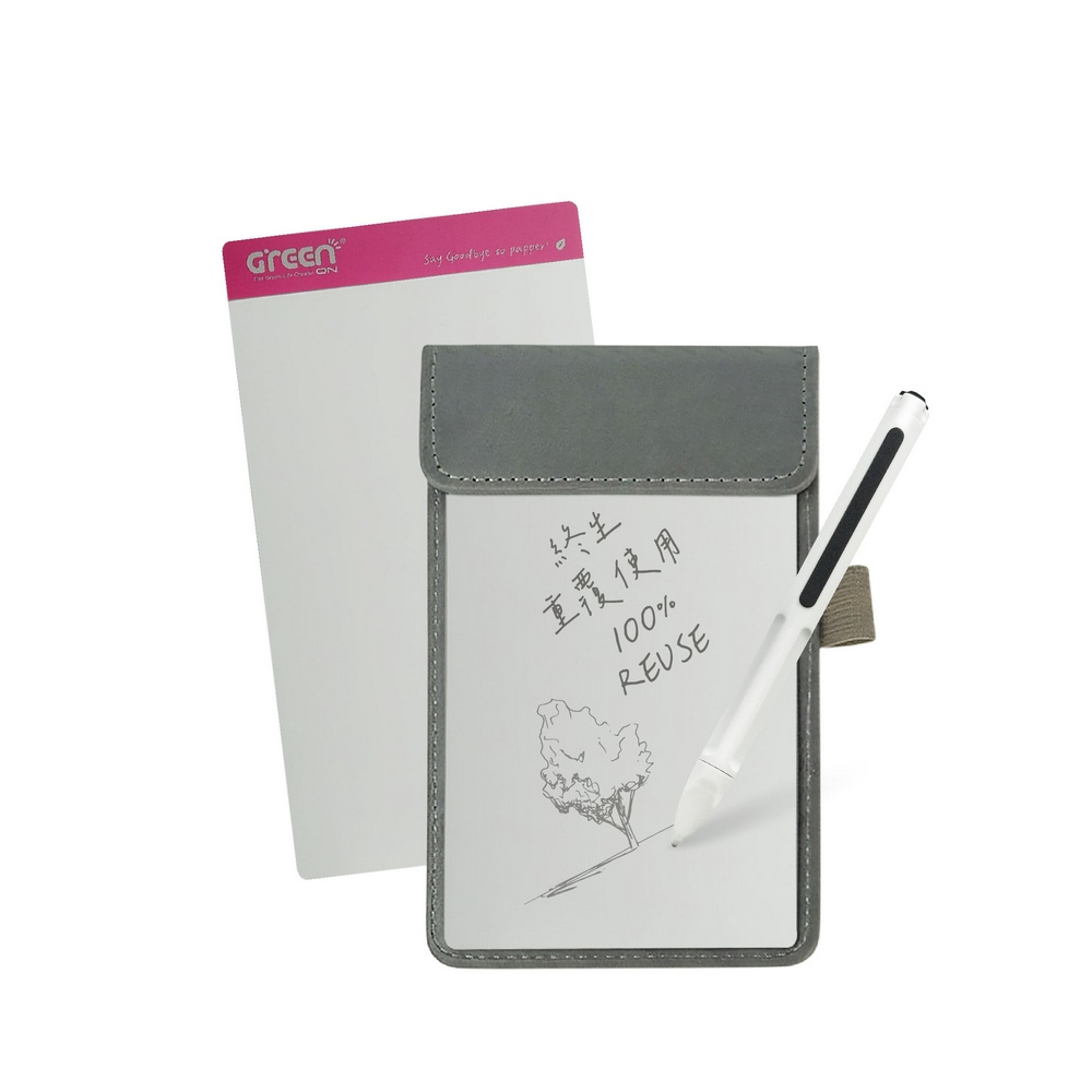 【Green Board】7.2吋磁性電紙板 MT7進階收納組(電紙板x2+手寫筆+皮革夾) MIT雙專利設計 0.5mm超薄軟性電子紙 局部清除手寫板, , large