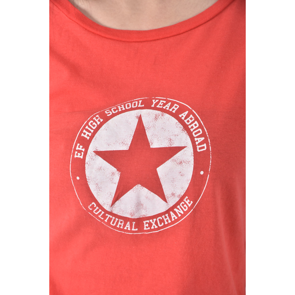 (L) 圓領紅色短袖上衣二手衣, , large