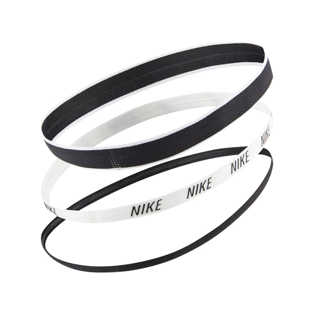 NIKE 混搭式髮帶 3入 健身 訓練 跑步 戶外 運動髮帶 髮圈 時尚 多色 彈性 舒適 矽膠條 防滑 止滑 黑白, , large