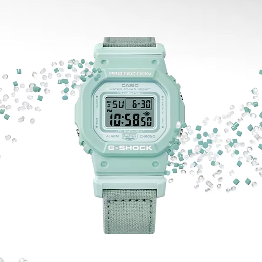 CASIO 卡西歐 G-SHOCK 自然系列 湖水藍 布質錶帶方型女錶 GMD-S5600CT-3, , large