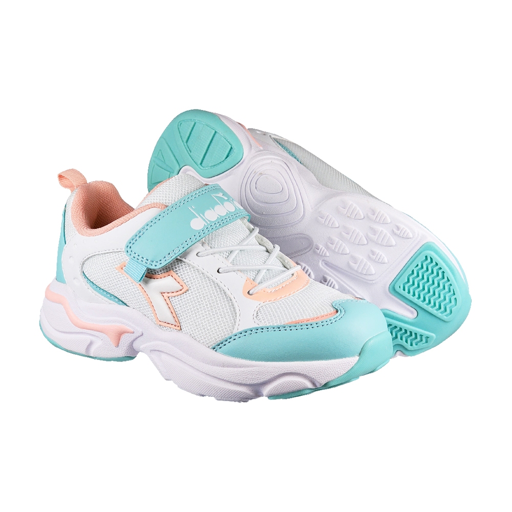 DIADORA迪亞多那 時尚兒童運動鞋 童運動鞋 童鞋 寬楦 透氣 保護後跟 吸震 減壓 健康鞋墊 止滑 黑藍 白綠, , large