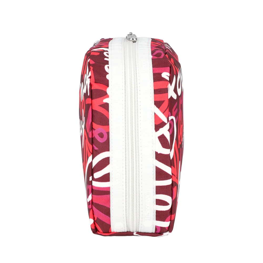 Lesportsac Extra Large Rectangular Cosmetic 加大型化妝包/ 莓果色愛情手繪風, , large