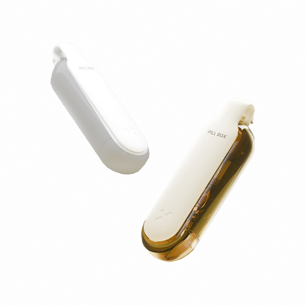 【上手家居】二合一取藥器藥盒 杏色2入組(隨身藥盒/小藥盒/分藥盒/藥品收納盒), , large