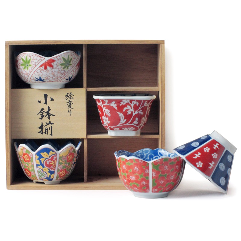[豐名日本餐具] 4.0"井 獻上錦 五形入 有田燒 / C04DB0-67, , large