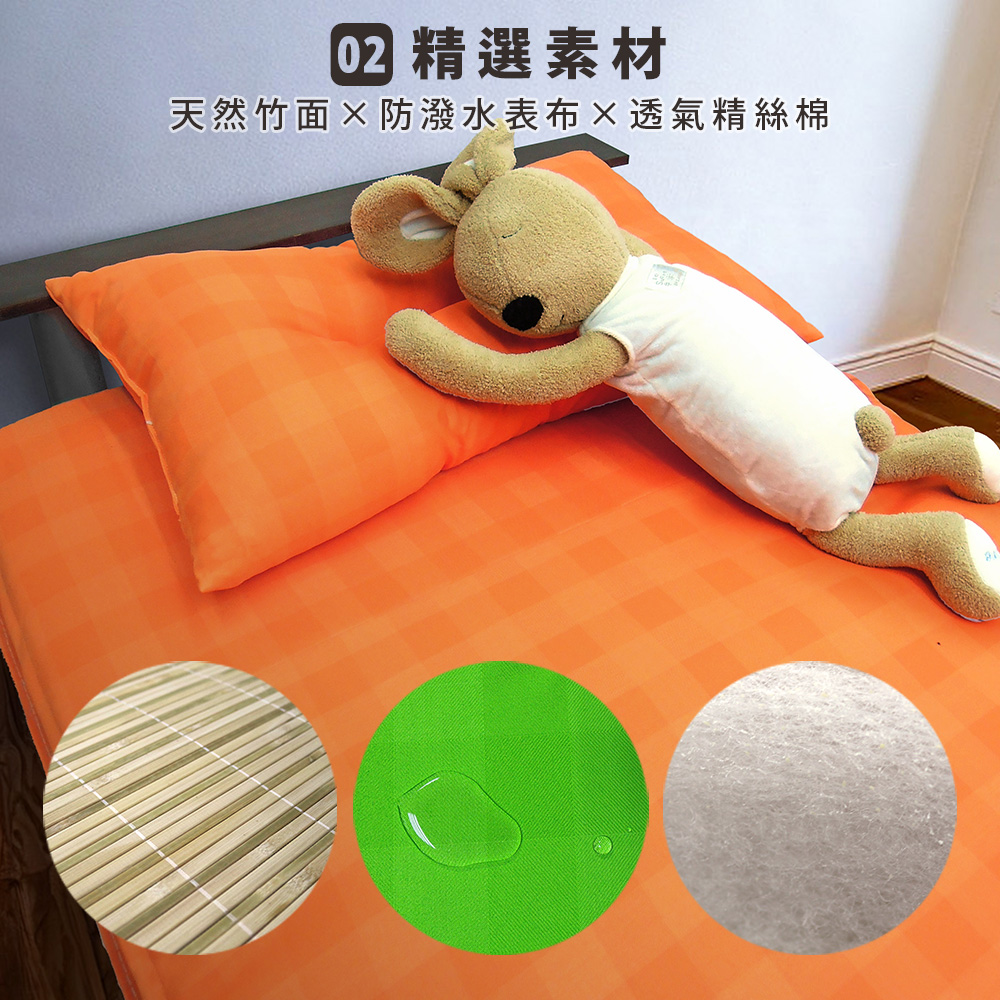[台客嚴選] 經典格紋竹面單人透氣床墊-綠色 台灣製 學生床墊 單人床墊, 綠, large