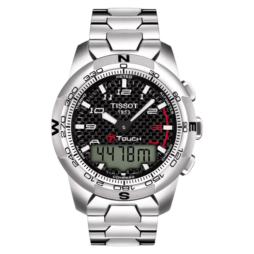 TISSOT天梭 T-TOUCH II 鈦觸控錶-黑x銀/43mm  T0474204420700, , large