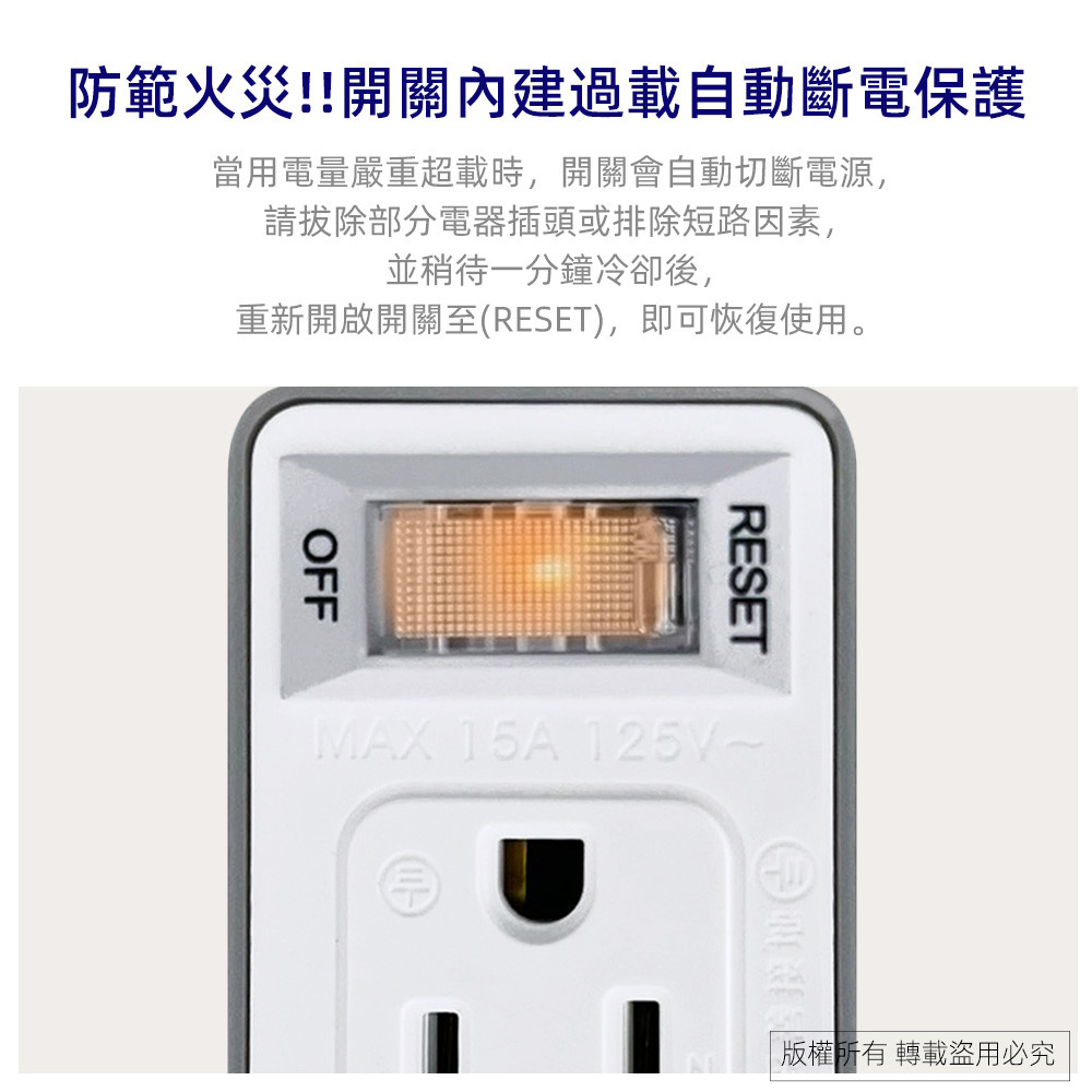 Super King 1 on 2 plugs (2P+3P) 3 to 2 (overload protection) SNB634, , large