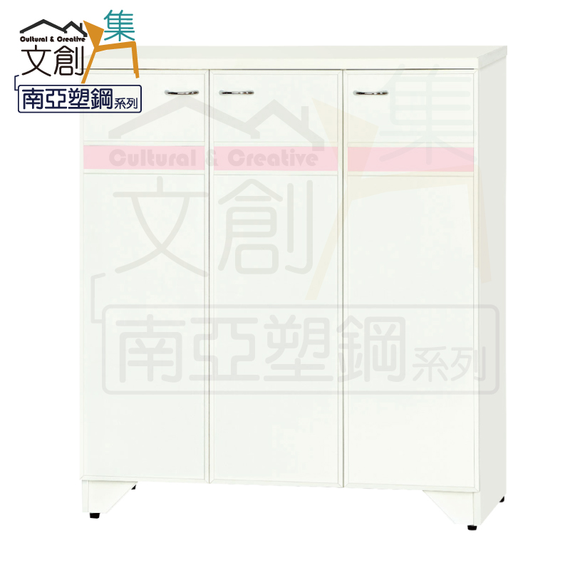 【文創集】米妮 環保3尺南亞塑鋼三門鞋櫃(客約商品), , large