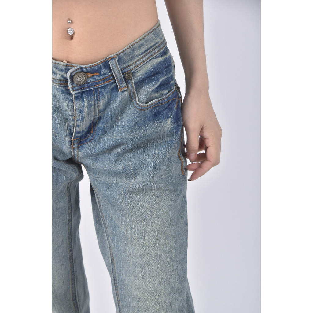 (XL) 丹寧牛仔質感棉質純棉藍色長褲二手衣, , large