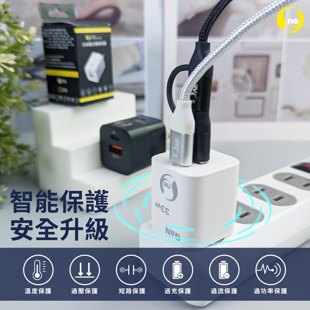 [O-ONE] 33W GaN USB + Type-C Fast Charger — Compact Dual-Port Wall Adapter, PD/QC Compatible, White
Includes Carry Pouch — Limited Offer, , large
