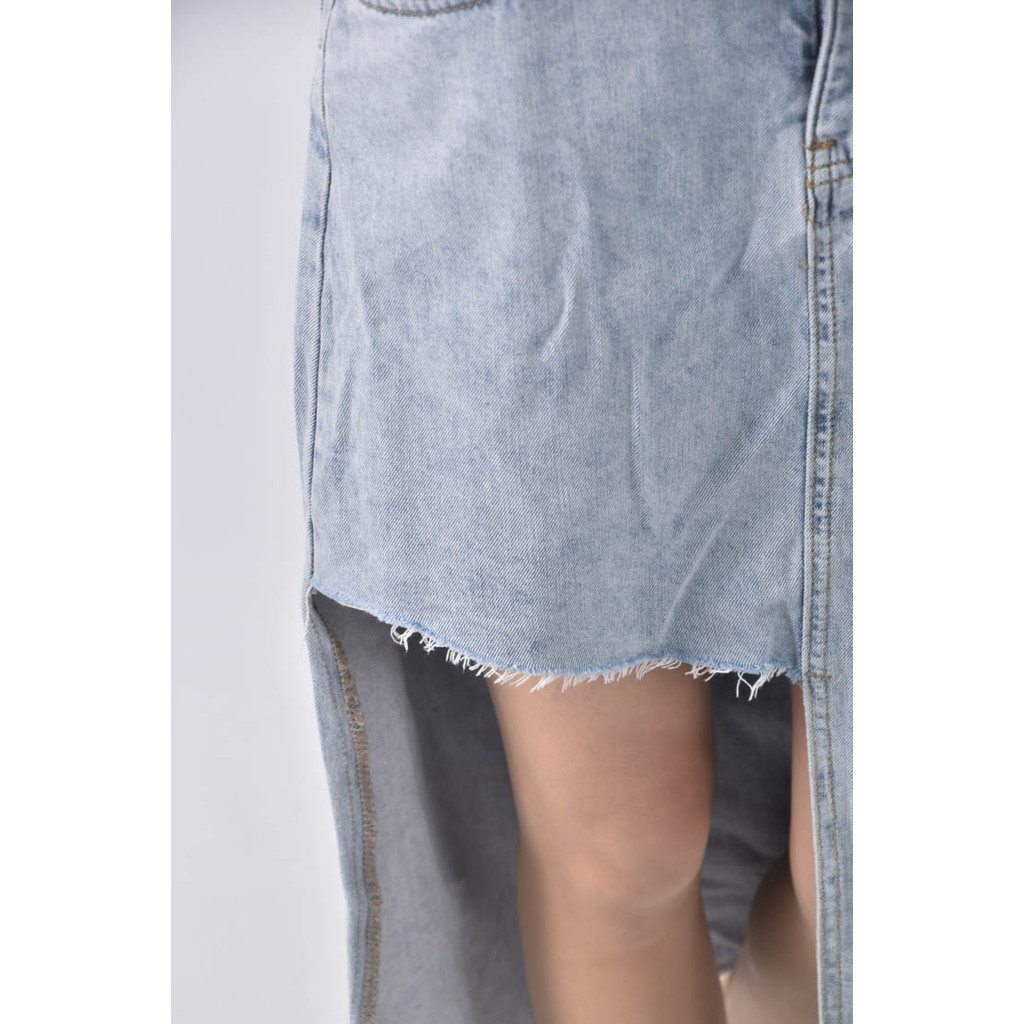 (M) 丹寧牛仔不規則藍色長裙二手衣, , large