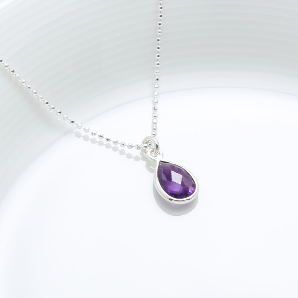 【Angel & Me】紫水晶 水滴 Amethyst s925 純銀 項鍊 生日禮物, , large