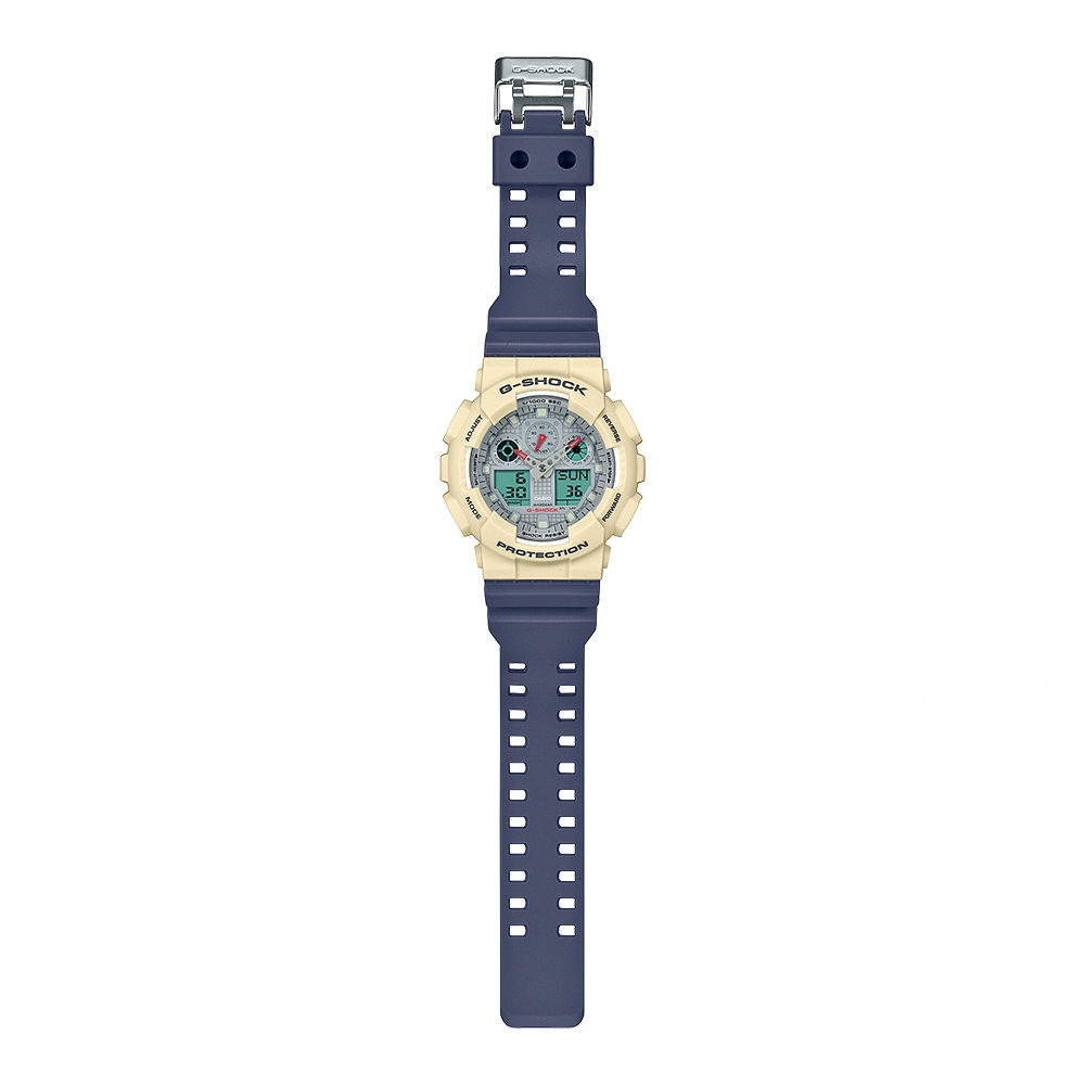 CASIO 卡西歐 G-SHOCK 復古色彩雙顯手錶 GA-100PC-7A2, , large