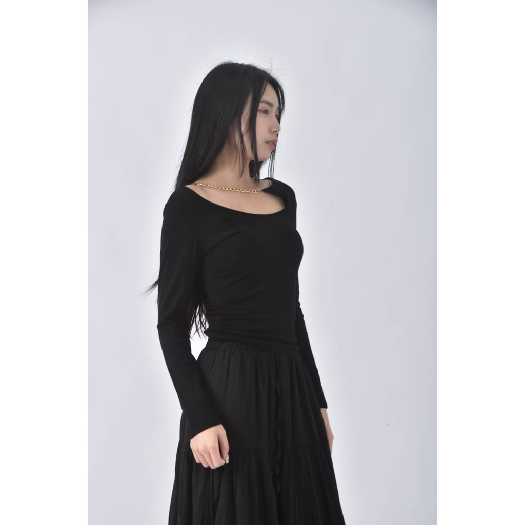 (S) air space鏈條黑色長袖上衣二手衣, , large