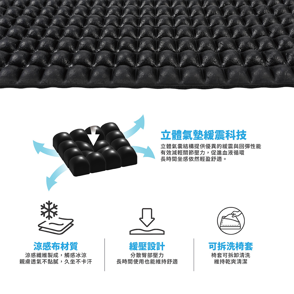 【Monster】 Pocket Coil Cooling Seat Cushion (38x38cm) &ndash; Sea Breeze Flow, , large