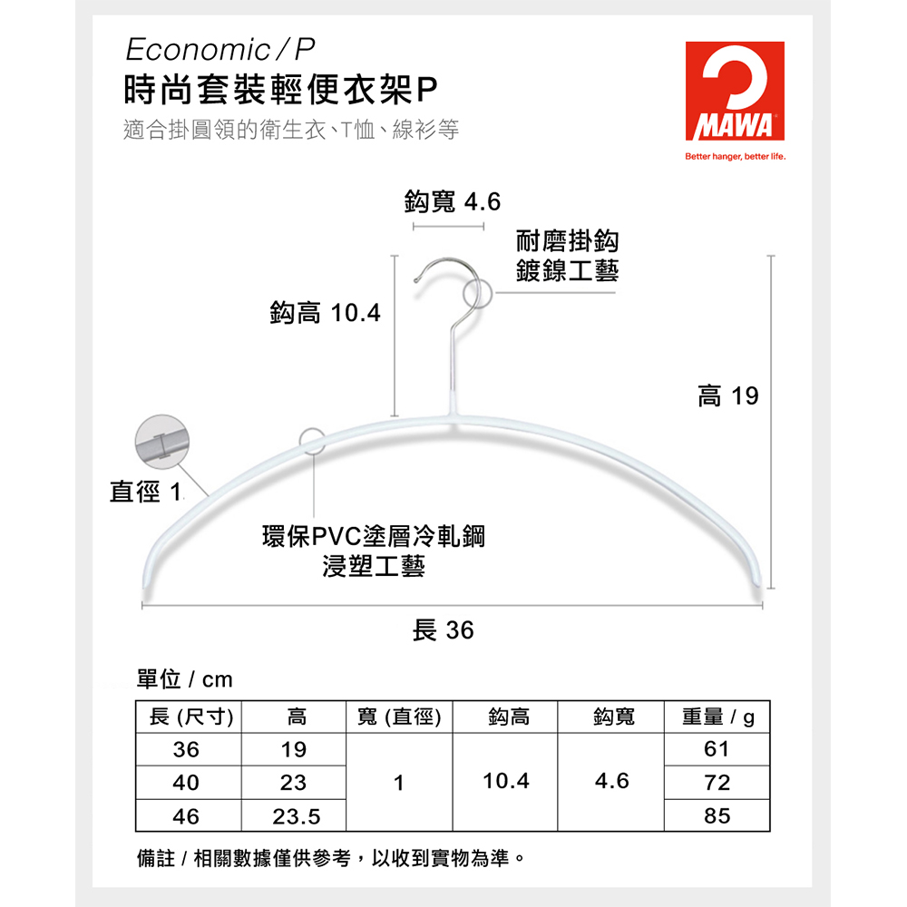 【德國MAWA】德國原裝進口 無痕止滑 時尚簡約衣架40cm 10入/紅, , large