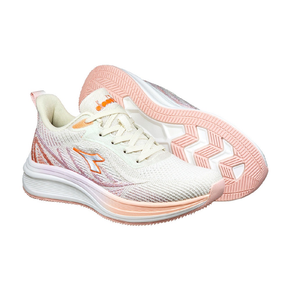 DIADORA迪亞多那 輕羽慢跑鞋 女運動鞋 女鞋 時尚 漸層 飛織 透氣 吸震 減壓 輕量 氣墊乳膠鞋墊 粉桔 粉藍, , large