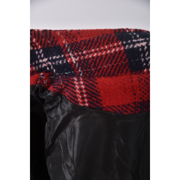 (S) 質感棉質格紋紅色外套二手衣, , large