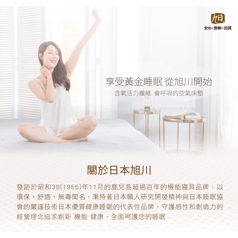 【日本旭川】AIRFit氧活力夏綠蒂涼感8.8cm空氣床墊 伊正推薦 強力支撐加高 可水洗 6D透氣循環 涼墊, , large