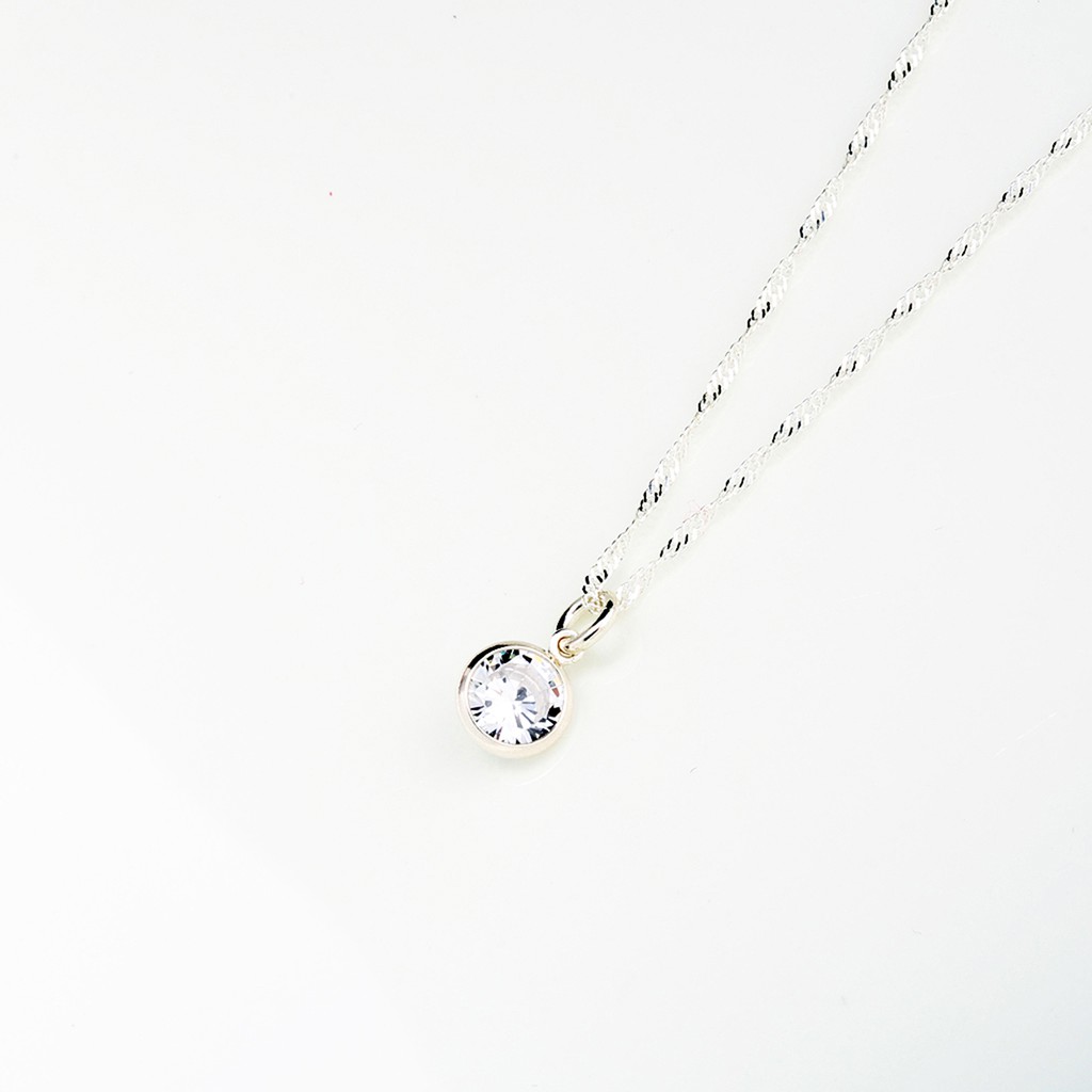 【Angel & Me】Single Swiss Diamond/Zircon 6mm s925 sterling silver necklace gift, , large