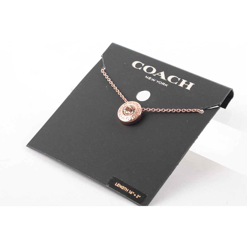 COACH 圓形水鑽項鍊/玫瑰金, , large
