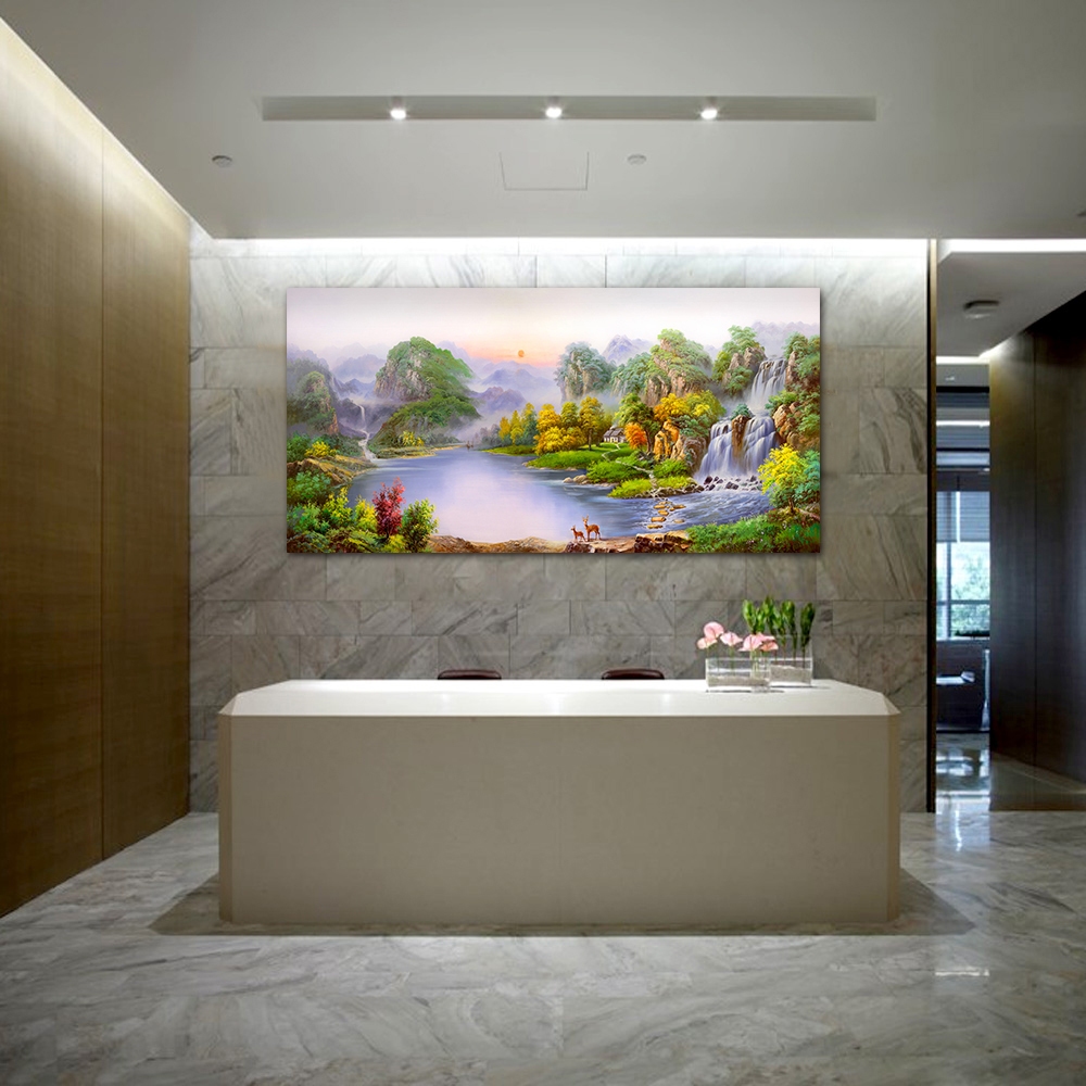 【御畫房】旭日東昇 國家一級畫師手繪油畫60×120cm(VF-117), , large