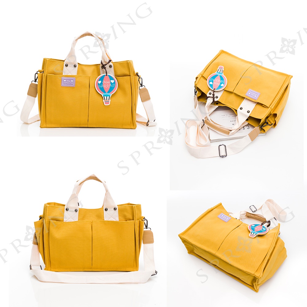 SPRING-日式簡約文青帆布大方包手提包斜背包-多色, , large