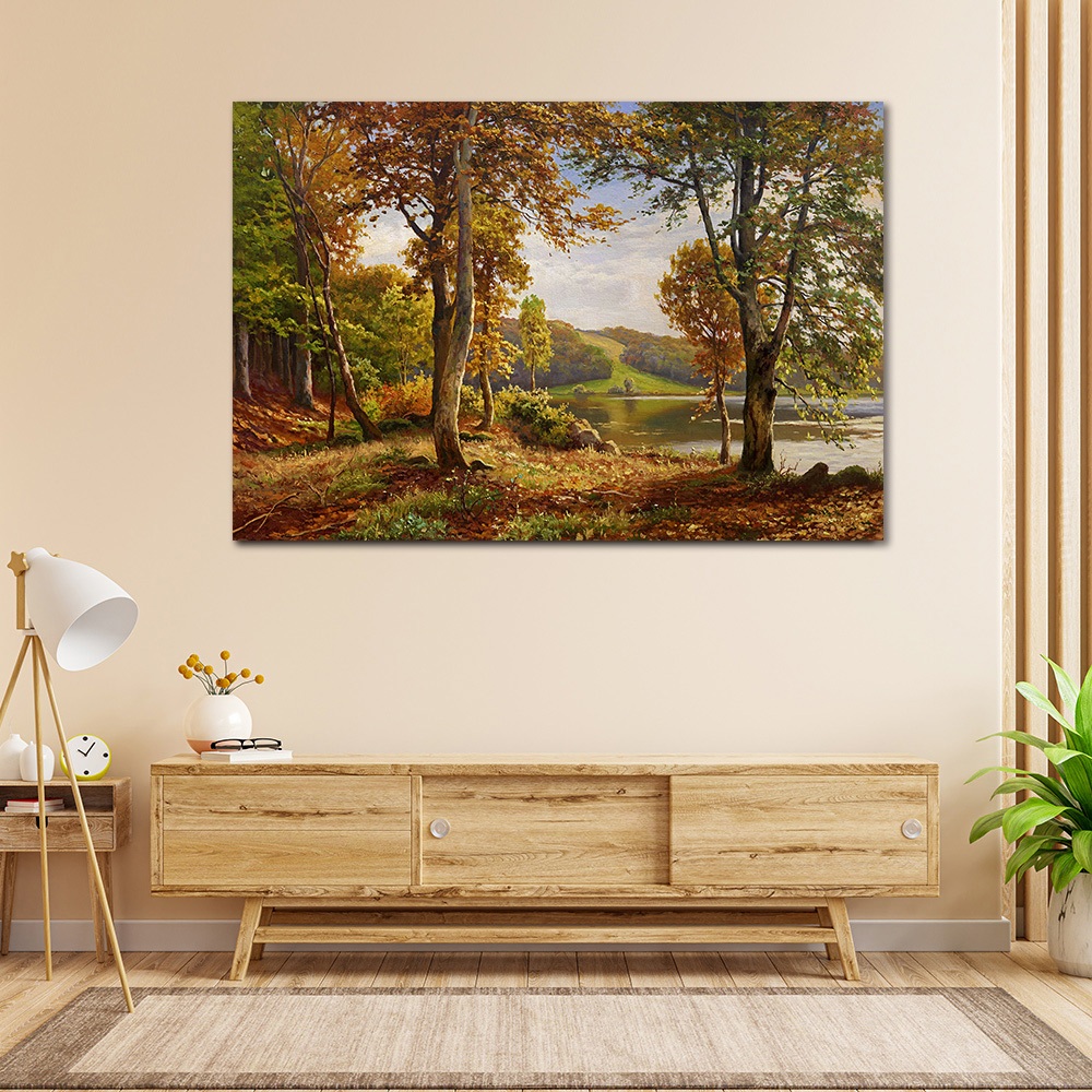 【御畫房】湖畔風景 國家一級畫師手繪油畫60×90cm(VF-194), , large