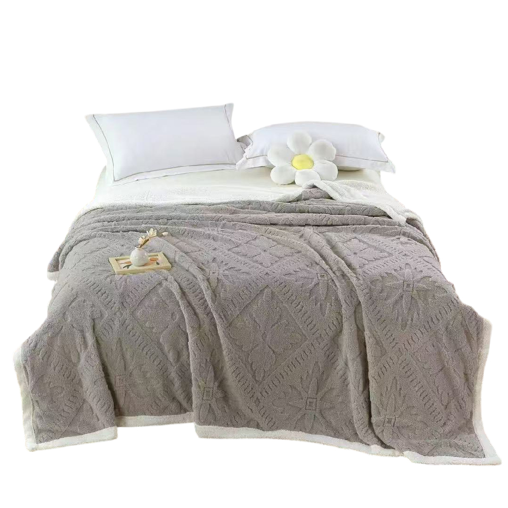 [Home Shopping Network Selected] 3D Snowflake Design Two-Tone Mori Fleece Blanket - Gray (150x200cm), , large