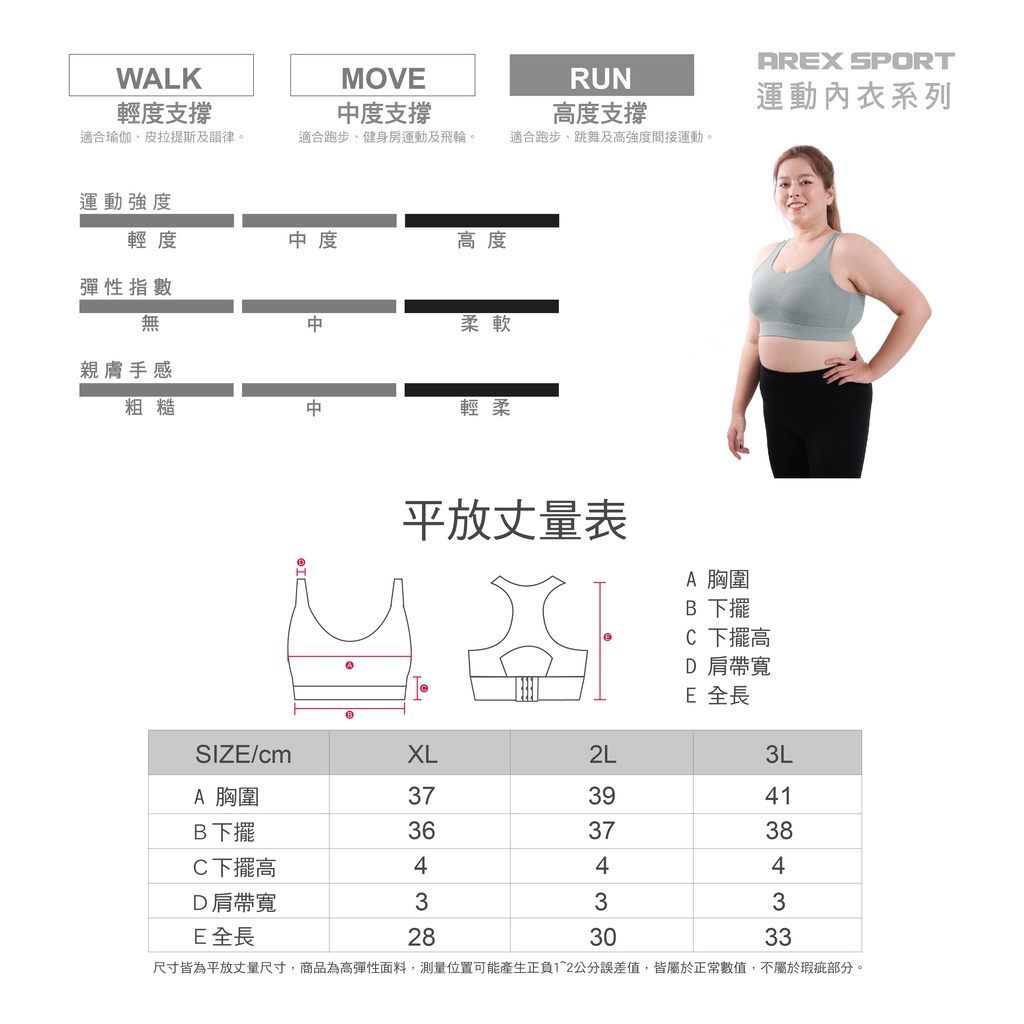 【AREXSPORT】AS-7433 加大碼內衣/ XL-3L/涼感機能美背吸排透氣網眼中高強度可調節BRA運動內衣, , large