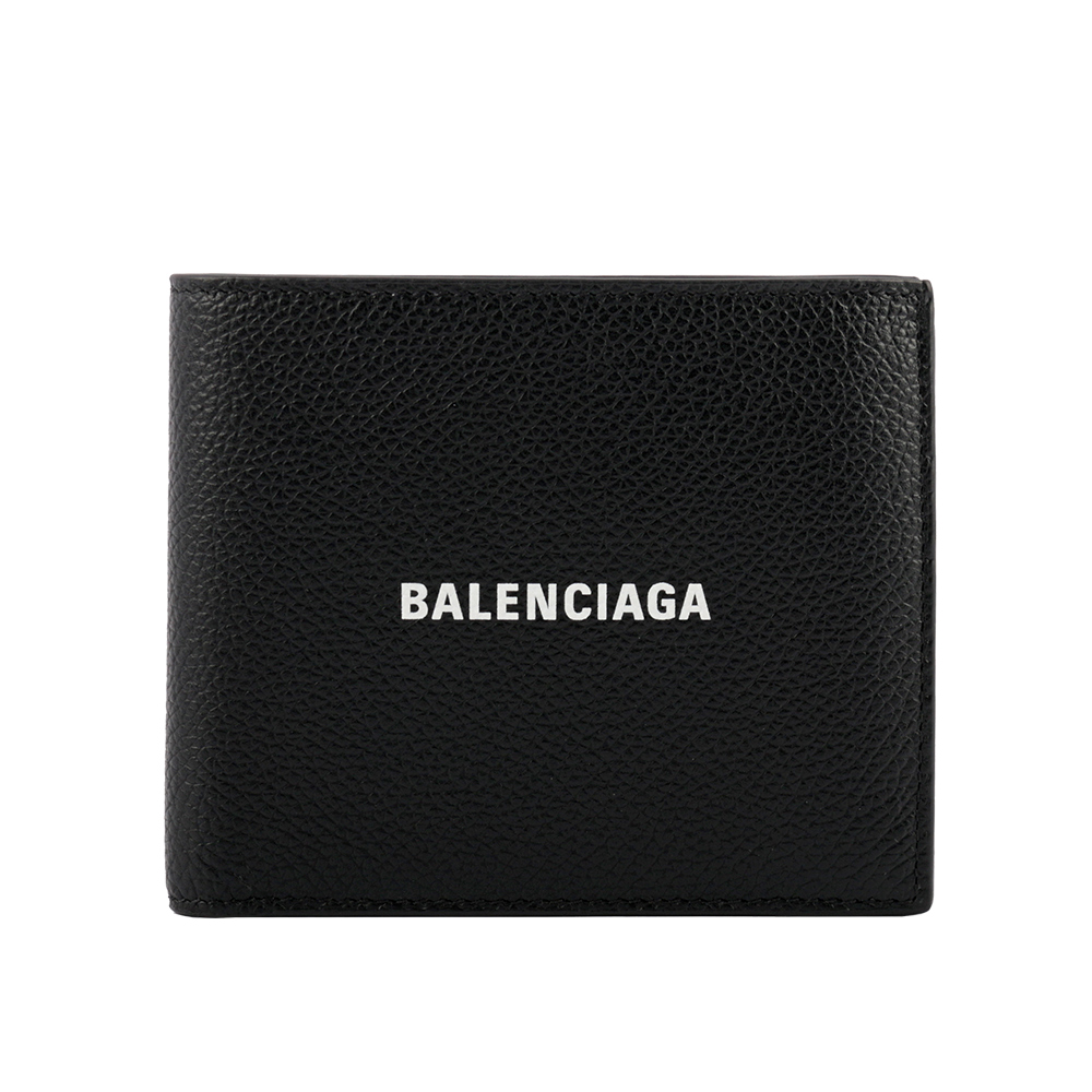 BALENCIAGA 經典LOGO牛皮8卡對開短夾/黑, , large