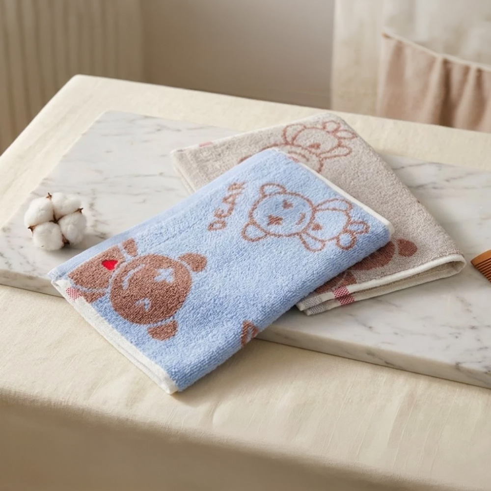 凱美棉業 | 7入組 隨機出色 純棉無捻紗 吸水童巾/擦澡巾/洗臉巾-龐克小熊, , large