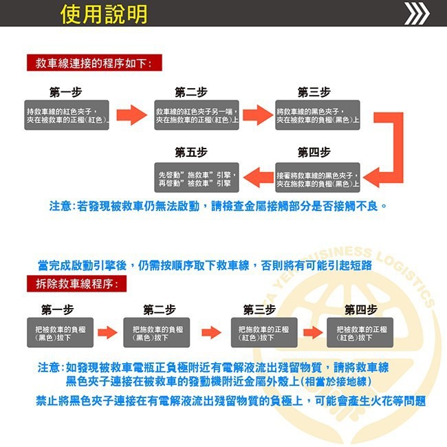 汽車救車線-500A 適用於1600CC以下車型 道路救援 拋錨 救援 電瓶 過電救車, , large