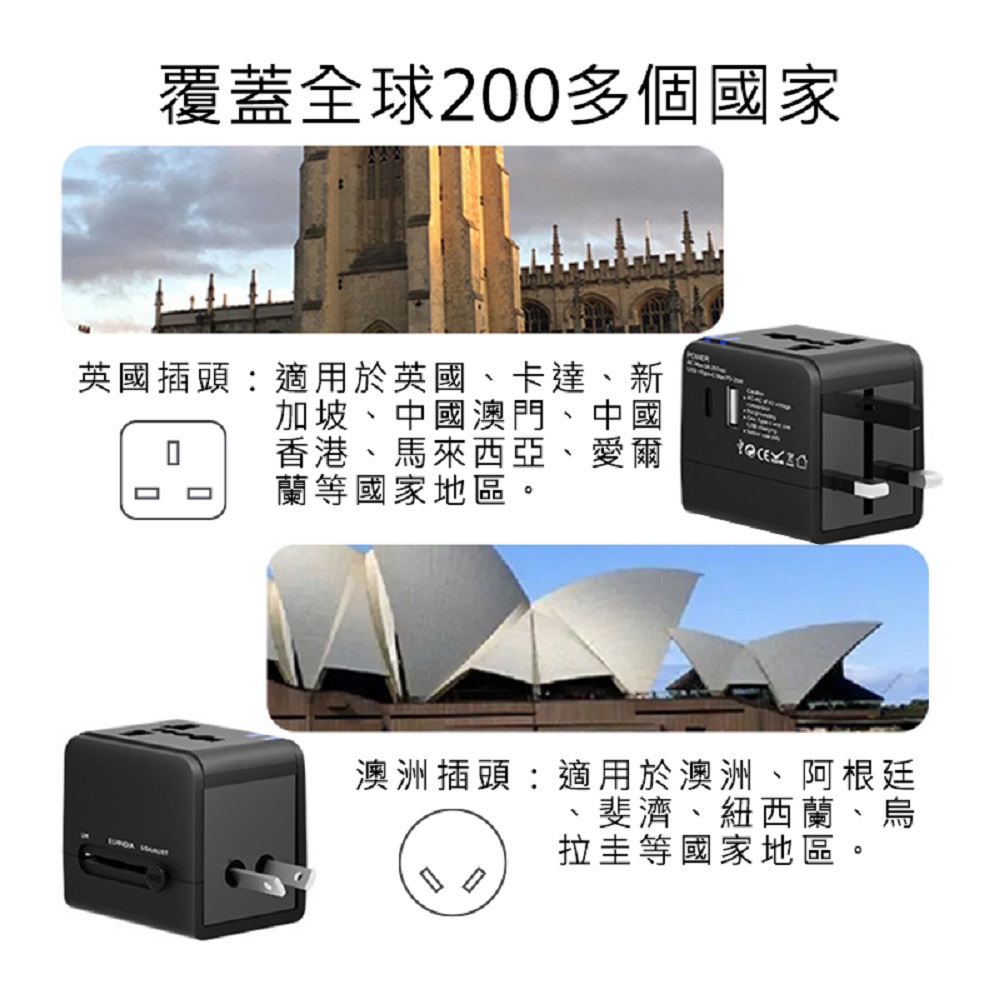 【好米企業社】萬國轉接頭 多國旅行轉接頭 世界旅行轉接頭 USB Type-C 30W, , large