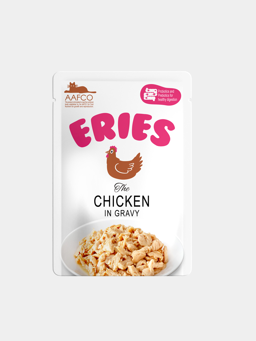 【拉拉寵物小舖】Eries 伊瑞思 貓主食餐包 雞肉80g 法麗 好肚肚益生元系列, , large