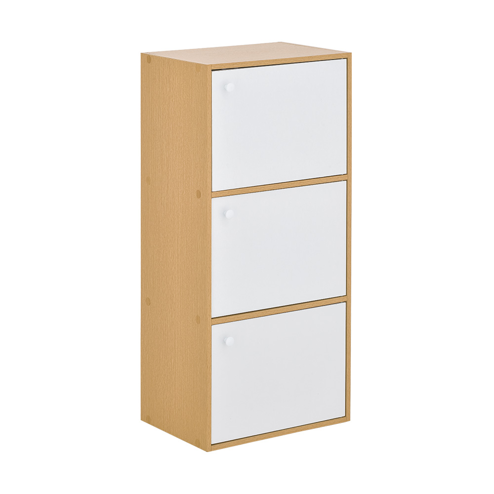 【H&R安室家】簡約木紋三門收納櫃/置物櫃-BCF32(2色任選), , large