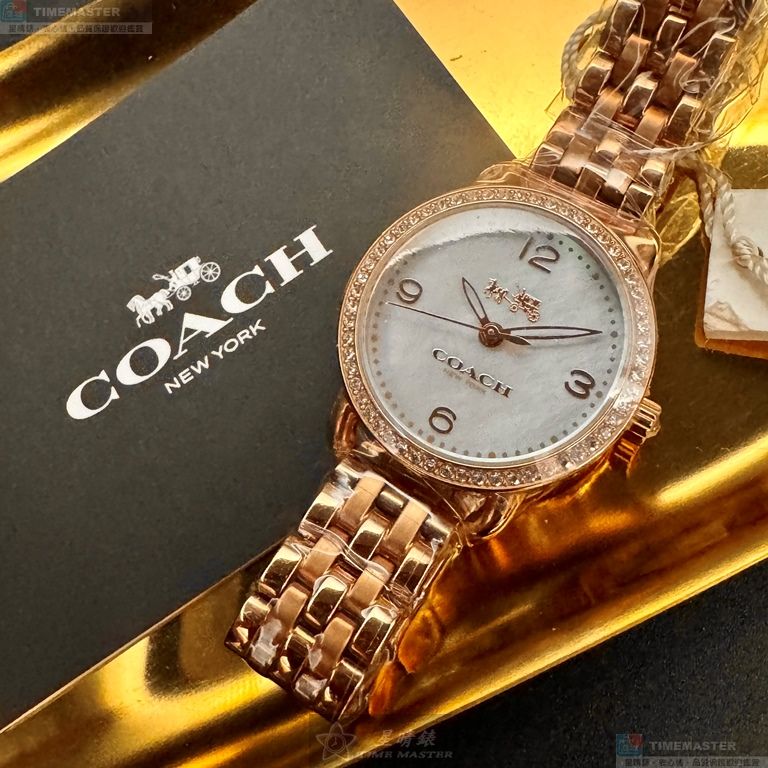 [星晴錶業]COACH手錶,28mm,CH00255貝母錶面玫瑰金錶殼玫瑰金色精鋼錶帶款, , large