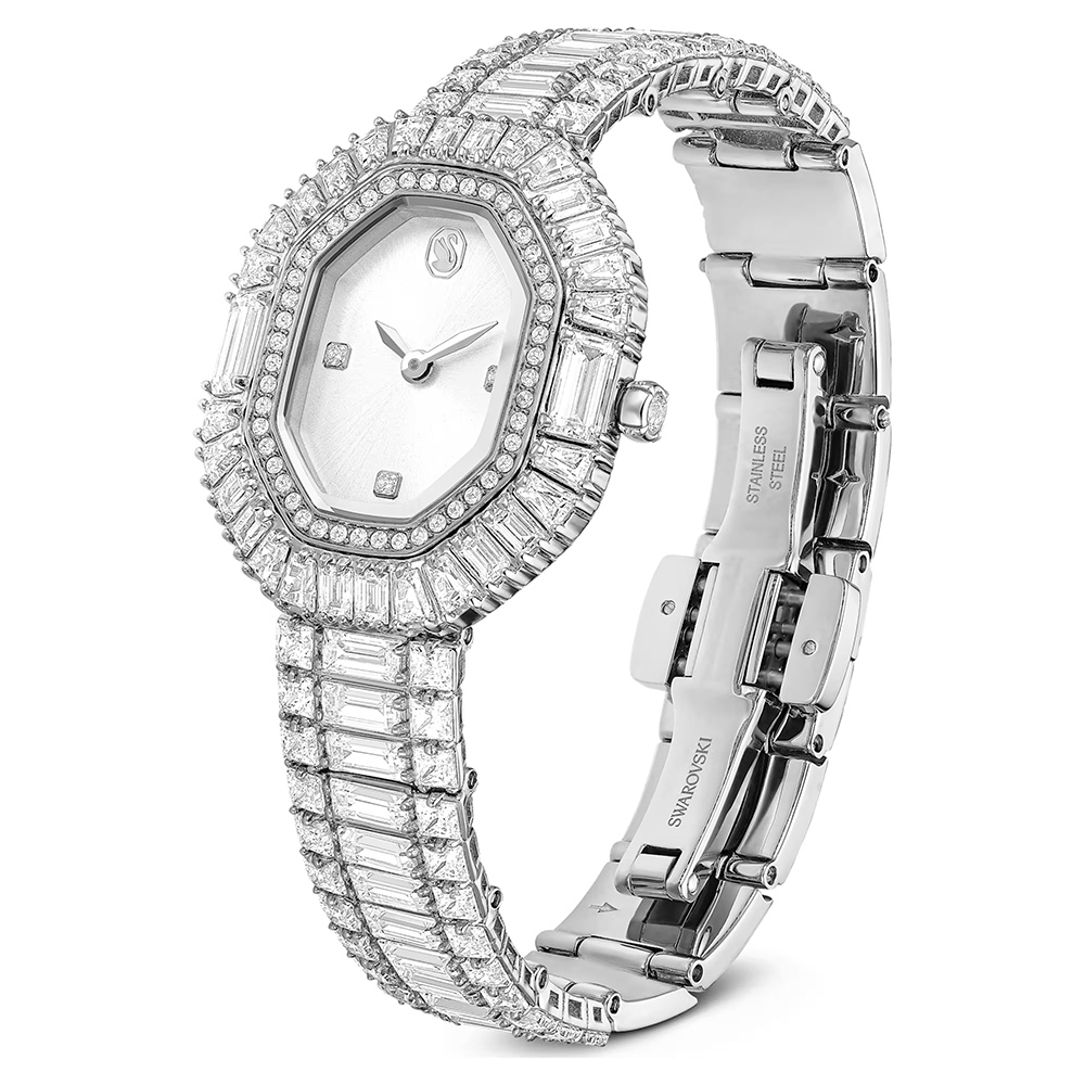 SWAROVSKI 施華洛世奇 Matrix 方形切割水晶八角手鐲式手錶 女錶-30x25mm(5724516), , large