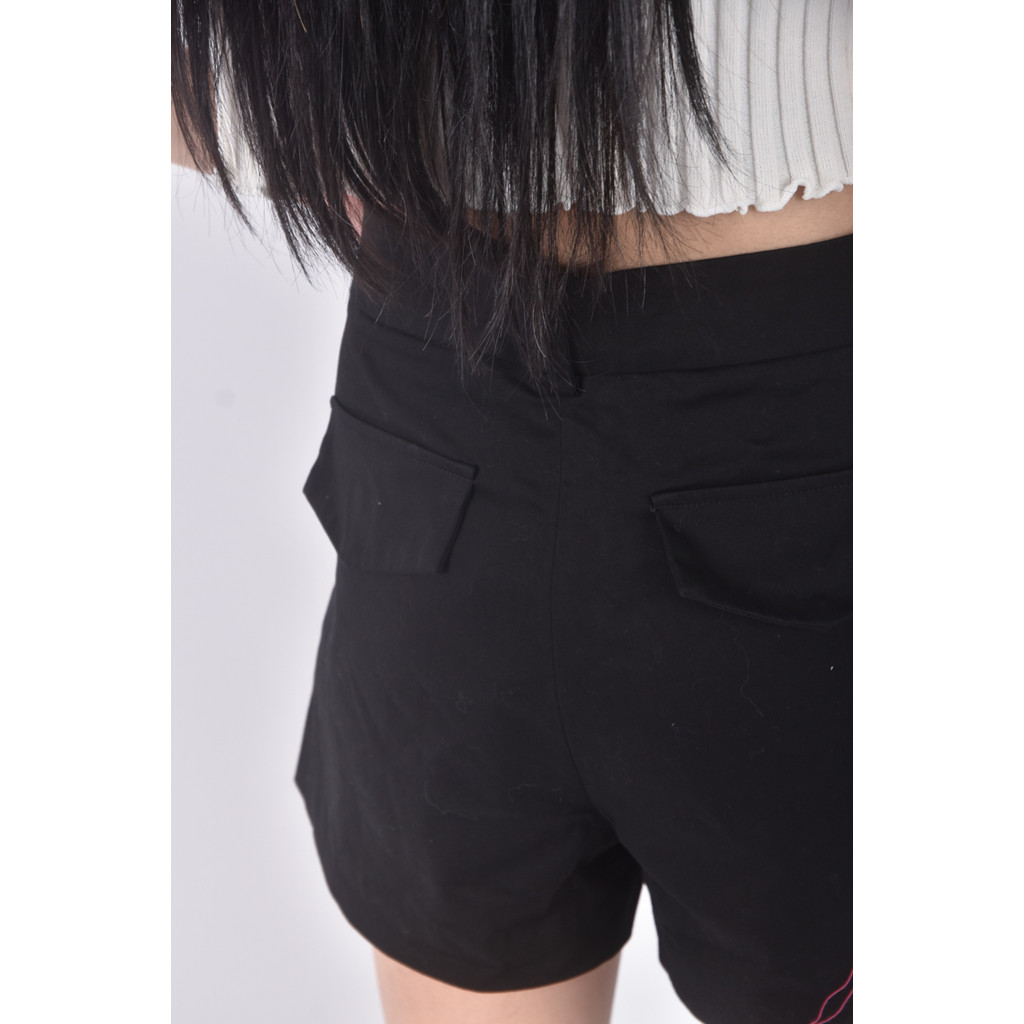 (2XL) easy zone高腰質感黑色短褲二手衣, , large