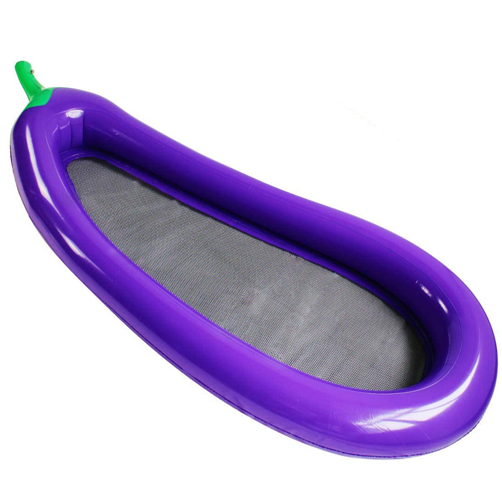Extra Large Eggplant-Shaped Inflatable Float with Mesh Bottom, Large Inflatable Swimming Ring, Water Float, Summer Water Fun Essential, Adult and Children's Mesh Floating Recliner