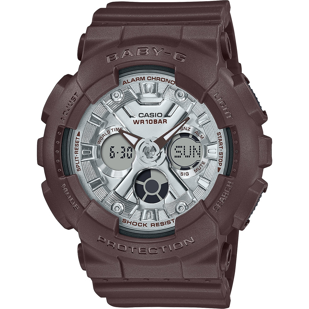 CASIO 卡西歐 BABY-G 黑巧克力雙顯手錶 BA-130SW-5A