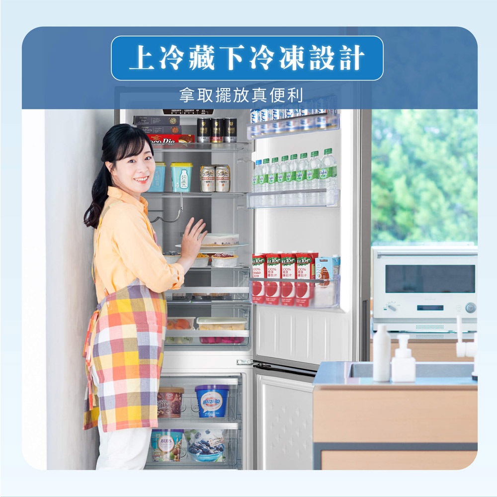HERAN 禾聯 250L 台灣製 一級節能變頻雙門電冰箱 HRE-B2561UV(S), , large