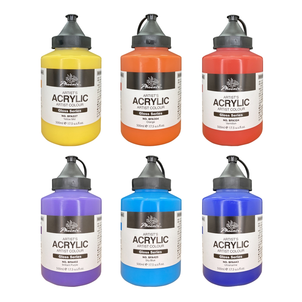 *需預訂*超取最多5瓶 AP鳳凰亮光壓克力顏料500ml (單瓶) 共18色304橙色, , large